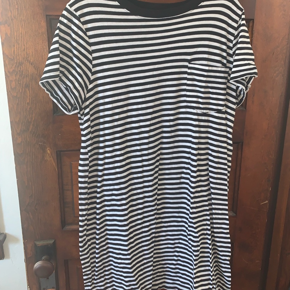 Black and white striped dress